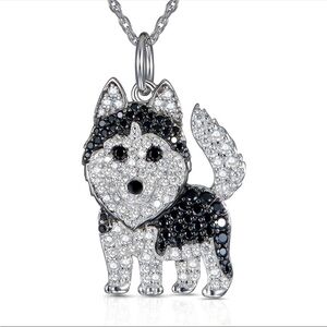 Siberian Husky Necklace, Siberian Husky Rhinestone Necklace, Dog Necklace